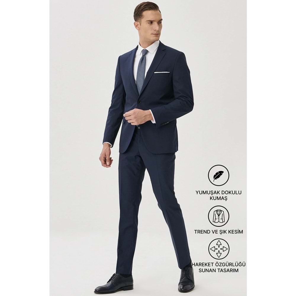 ALTINYILDIZ CLASSICS Erkek Siyah Slim Fit Dar Kesim Mono Yaka Takım Elbise
