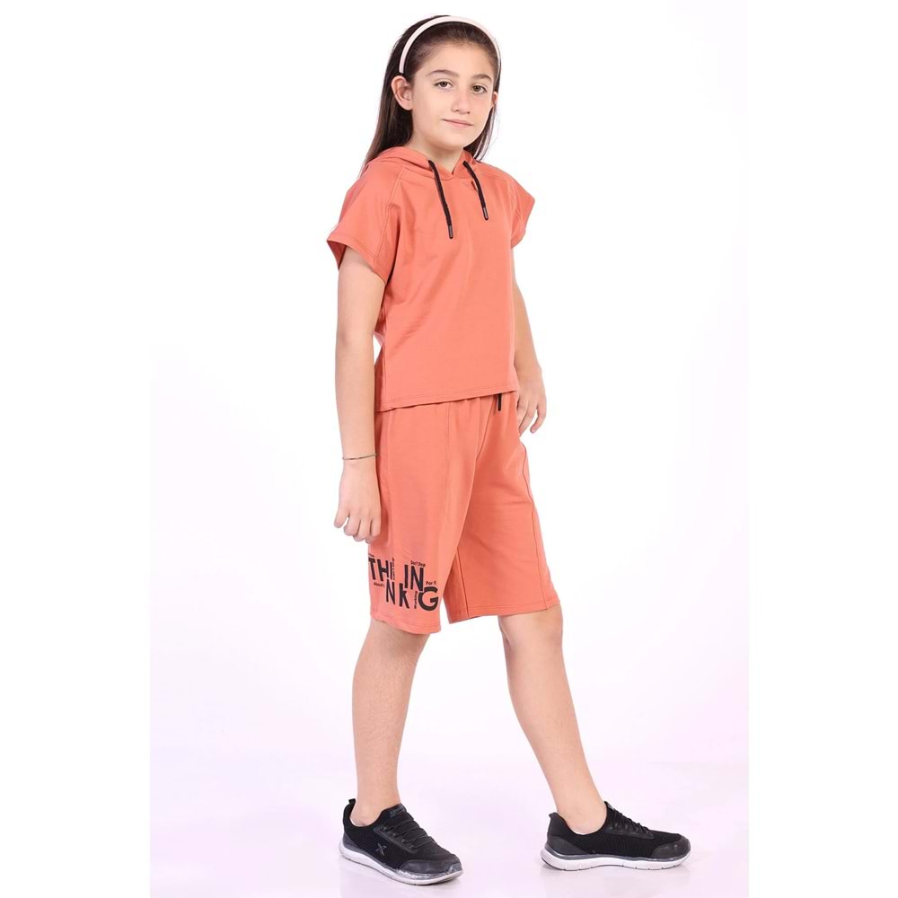 toontoy Kız Çocuk Yazı Baskılı Şortlu Takım