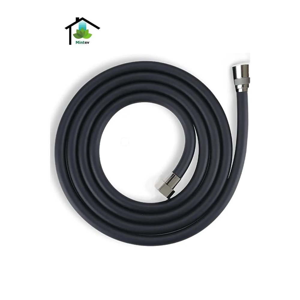 mintev Siyah Pvc Malzeme Ultra Dayanıklı Kırılmaz Patlamaz Kaliteli Banyo Duş Hortumu