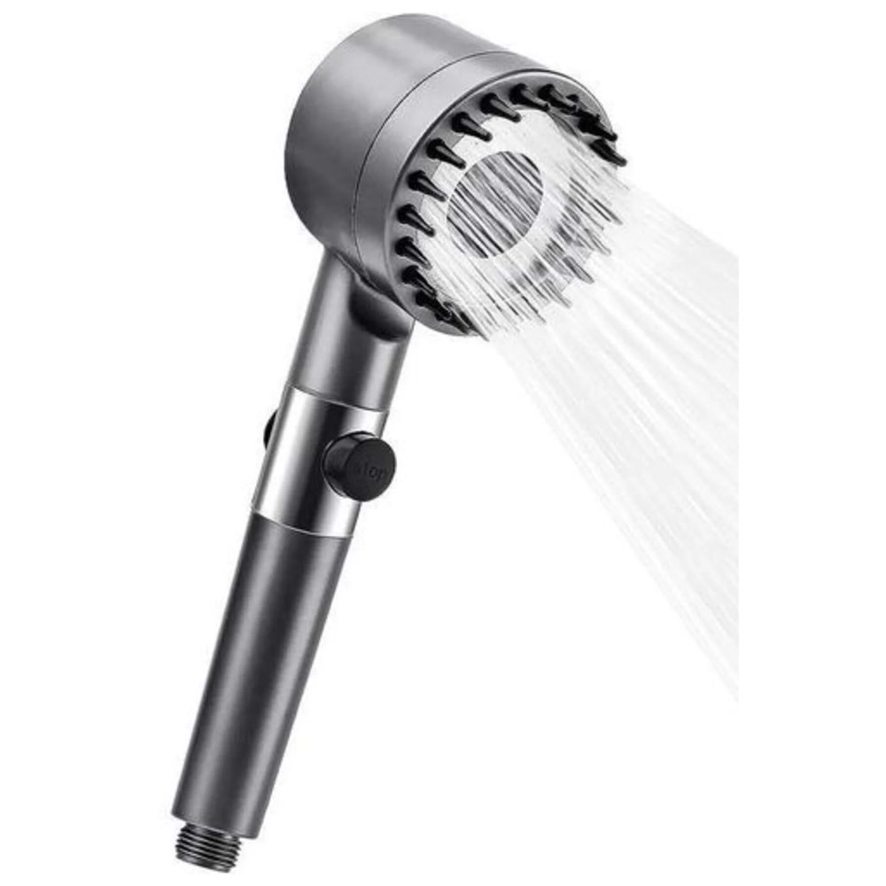 Buffer 3 Kademeli Turbo Basınçlı Masaj Başlıklı Silikon Fırçalı Duş Başlığı