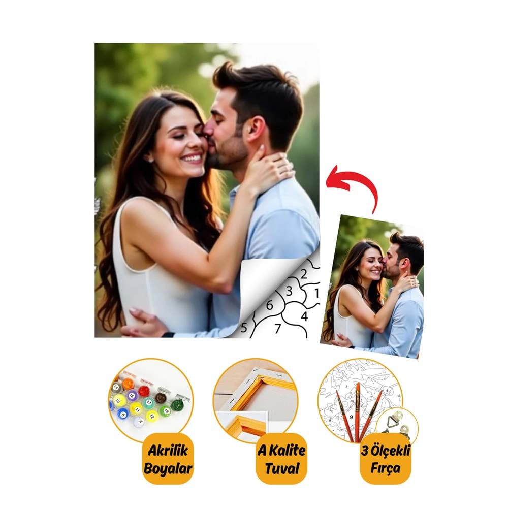 talehobby Kişiye Özel Hediye Sayılarla Boyama Seti Tuvale Gerili 40x50cm Boyalar Ve Fırçalar Dahil