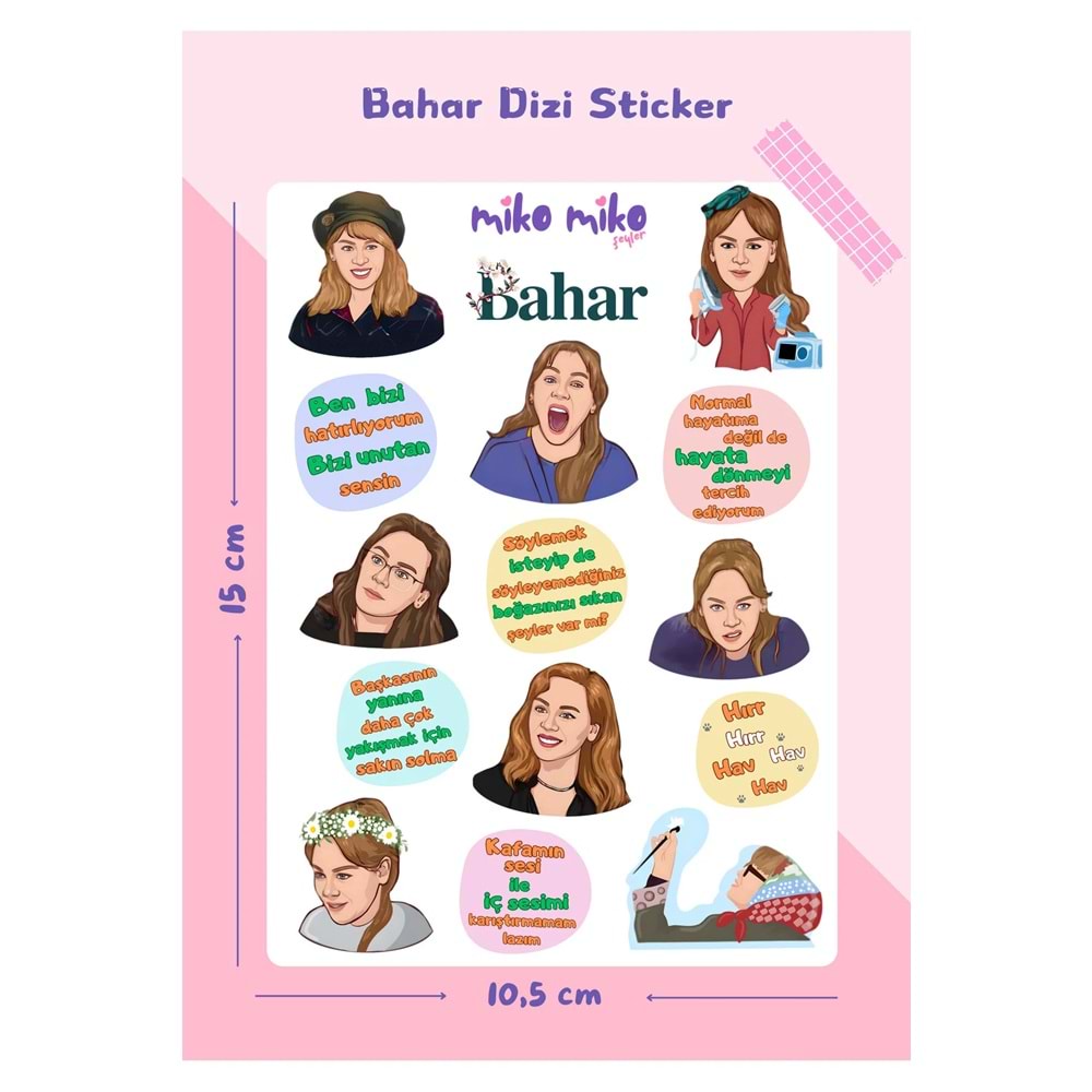 Genel Markalar Bahar Dizi Sticker Sayfası Bullet Journal