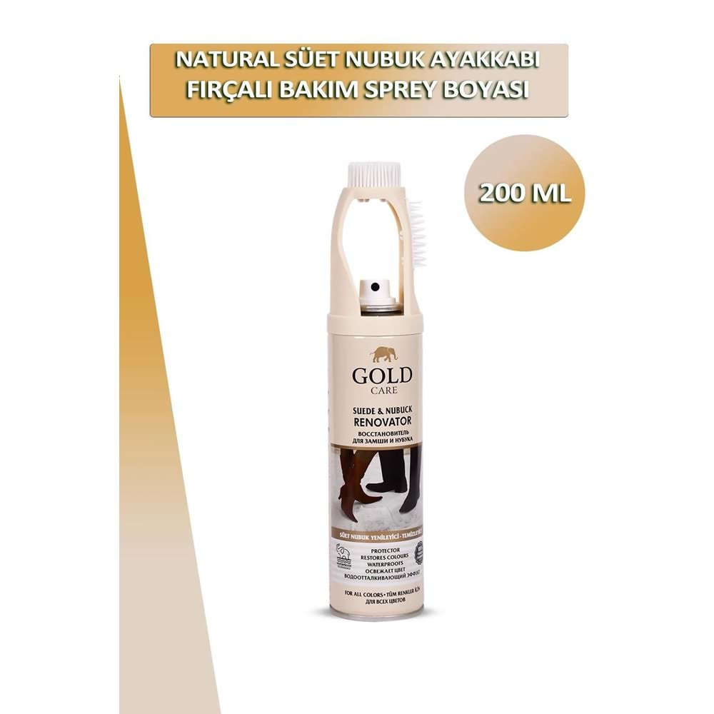 Dopar Bağcık Gold Care Naturel Süet Nubuk Ayakkabı Temizleyici Fırçalı Bakım Sprey Boyası 200 ml Set