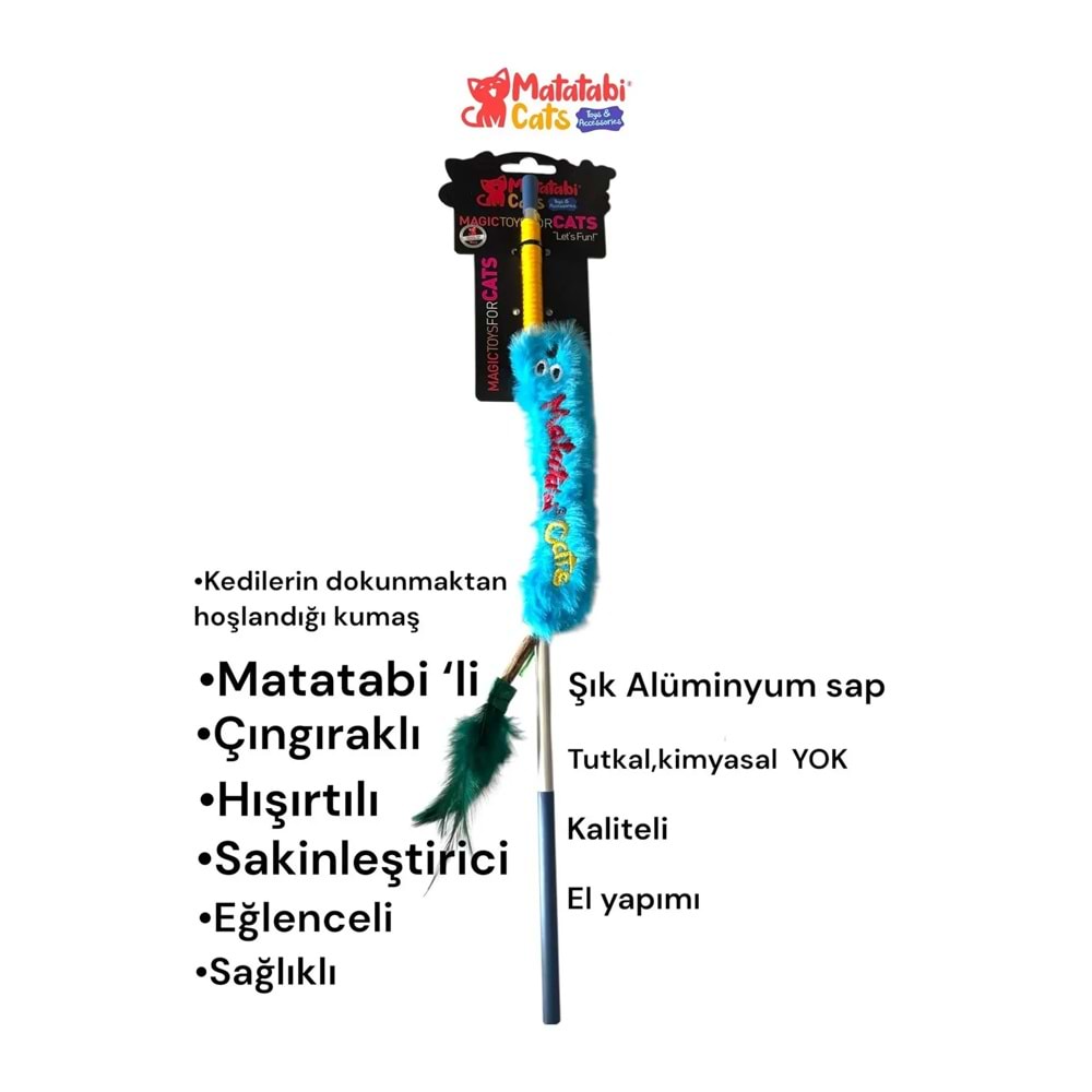 MATATABİ CATS Matatabi Cats WORM Alüminyum saplı kedi oltası(Matatabi,çıngırak ve özel hışırtı içerir.özel kumaş)
