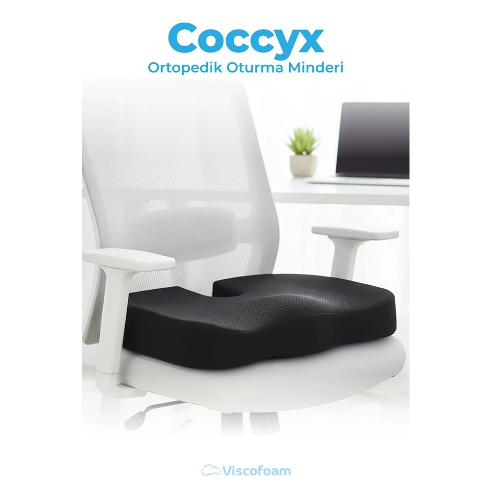 Viscofoam Ortopedik Oturma Minderi Hemeroid Kuyruk Sokumu Coccyx Oturma Minderi Visco Minder Siyah