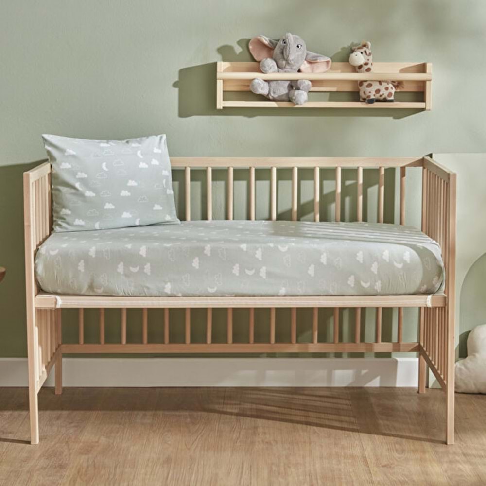 Karaca Home Bebek Cloudy Yastık Çarşaf Set Mint BULUT DESENLİ YEŞİL