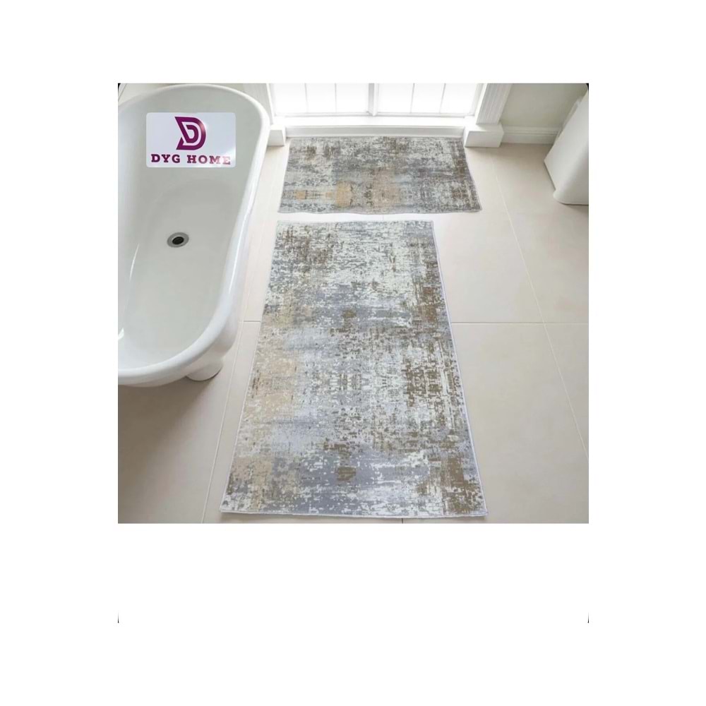 Kaymaz Taban Yıkanabilir 2'li Set Banyo Halısı Banyo Paspası Klozet Takımı 60 x 100 / 40 x 60