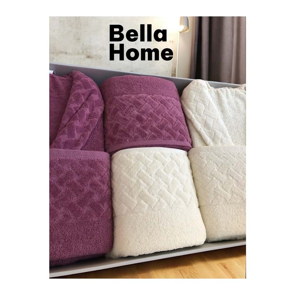 Bella Home 8 Parça Hasır Aile Bornoz Seti - Çeyiz Seti - %100 Pamuk - Orijinal Lüks Kutu