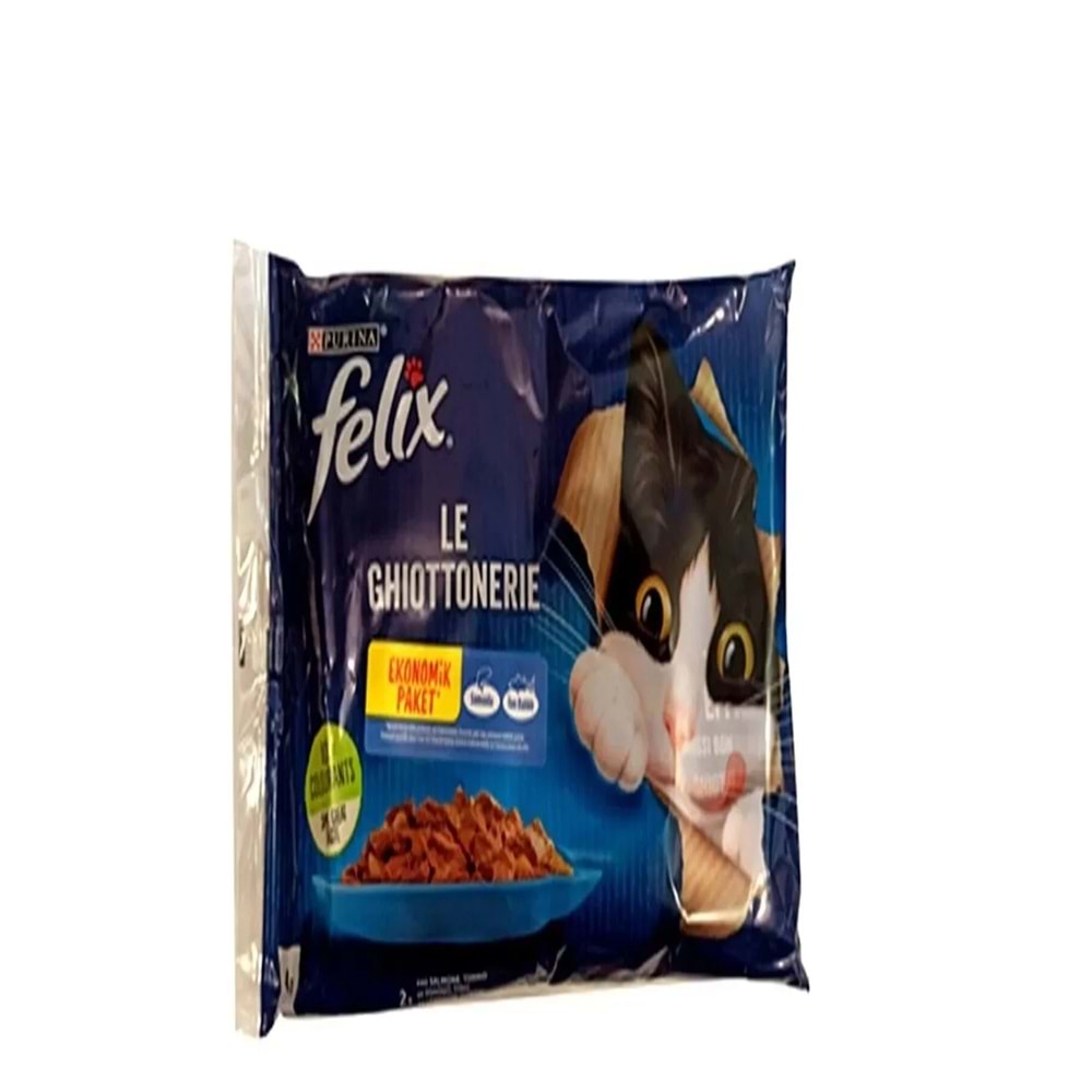 FELIX Multi Pouch Somonlu ve Ton Balıklı Yaş Kedi Maması 4 X 85 Gr