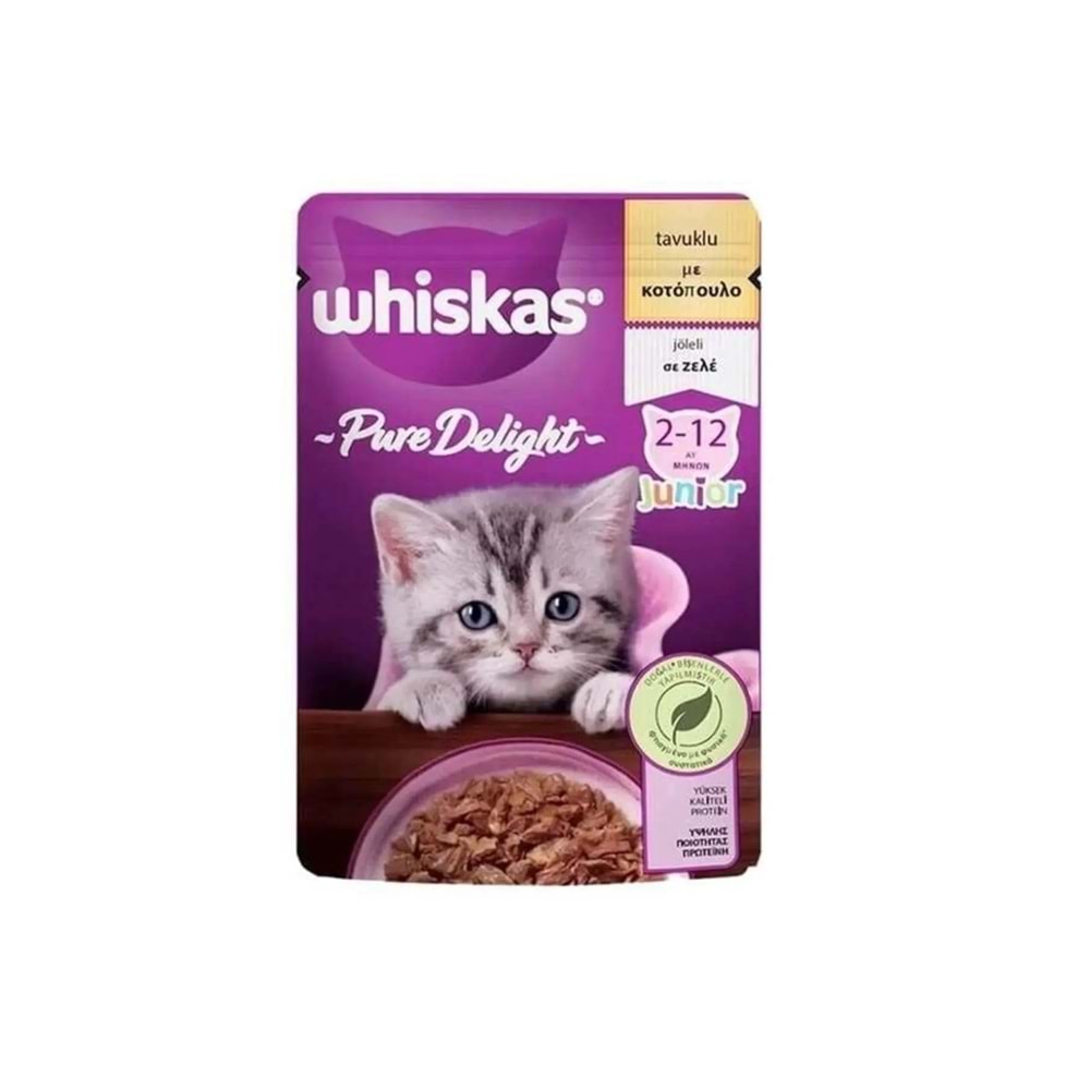 Whiskas ashwork Pouch Pure Delight Jöle İçerisinde Tavuklu Yavru Kedi Konservesi 1 Adet 85 Gr 23457