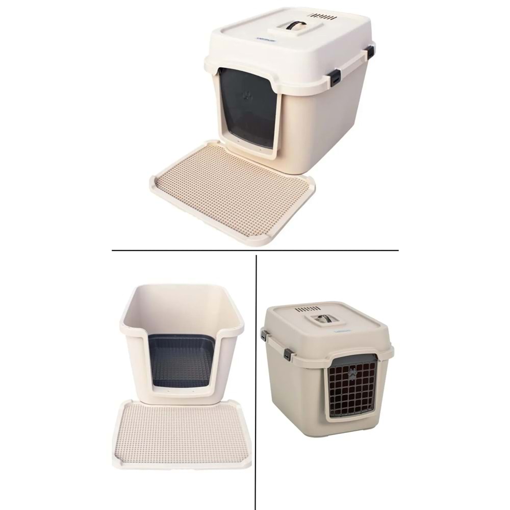 Alfa XXL 3 Fonksiyonlu Ultra Lüx Kapalı Kedi Tuvaleti ve Kedi , Köpek Taşıma Çantası