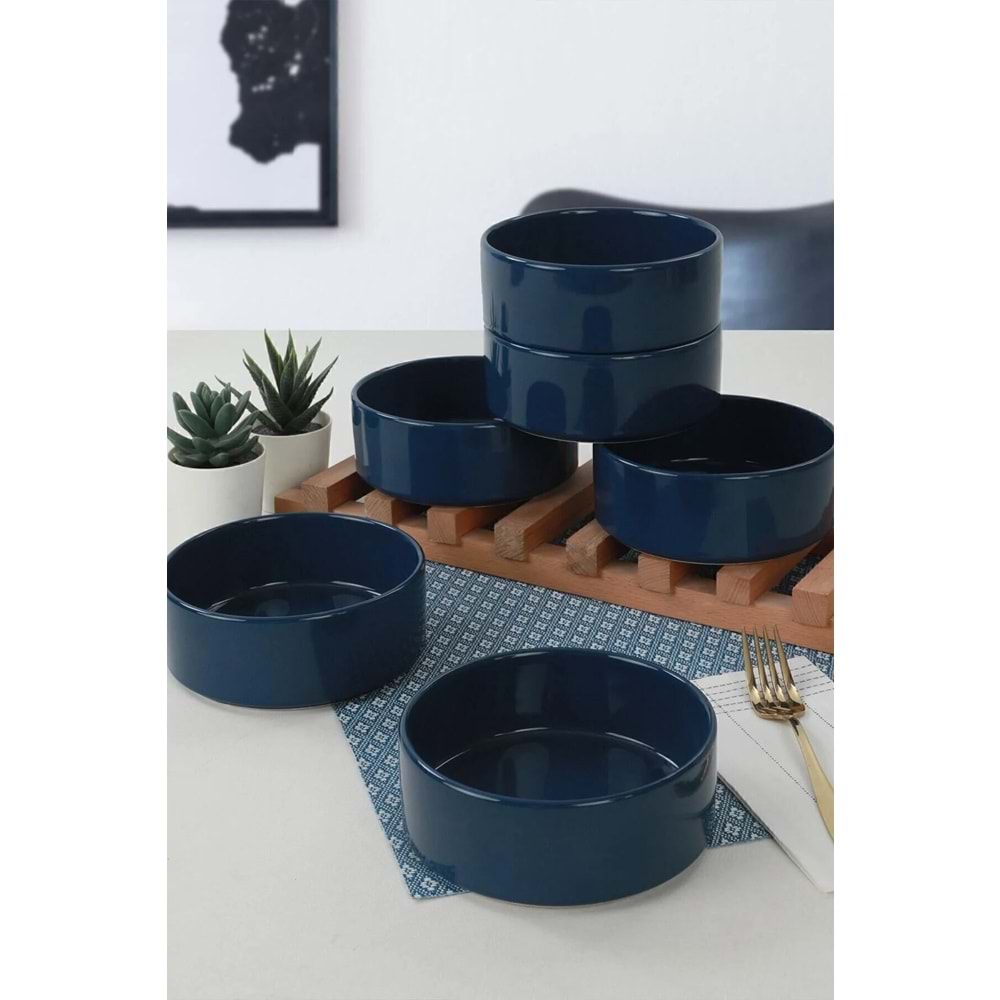 Keramika İndigo Mavi Stackable Çorba Kasesi 14 Cm 6 Adet