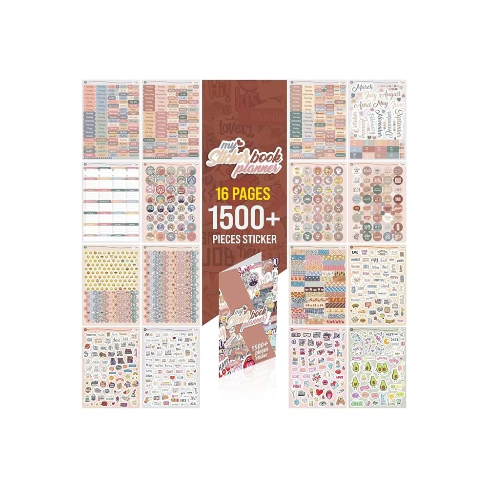 BRF ElizBerraSell colortouch Planner Sticker Set - 1500+ Adet Çıkartma - Takvim, Ajanda, Günlük, Planlay