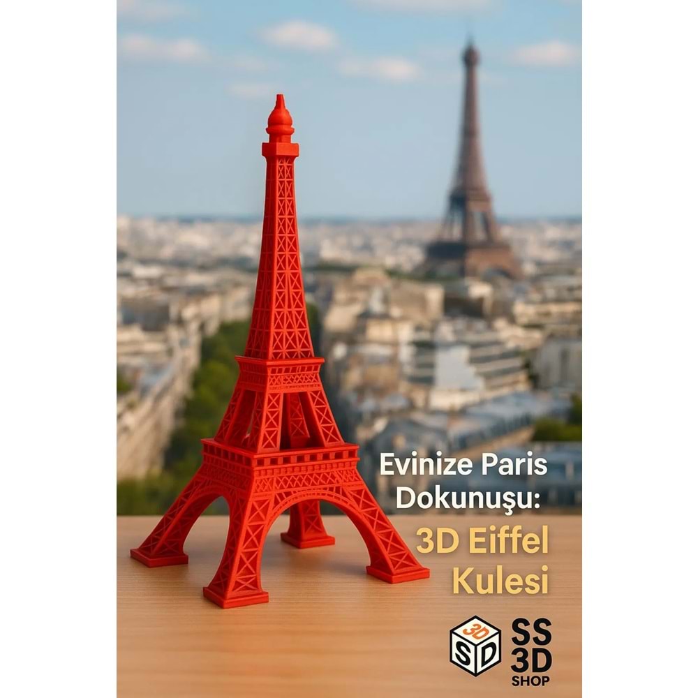 SS 3D SHOP Eyfel Kulesi Model Büyük Boy (23 cm) Dev Boy - Aşkın Işıltılı Simgesi KIRMIZI