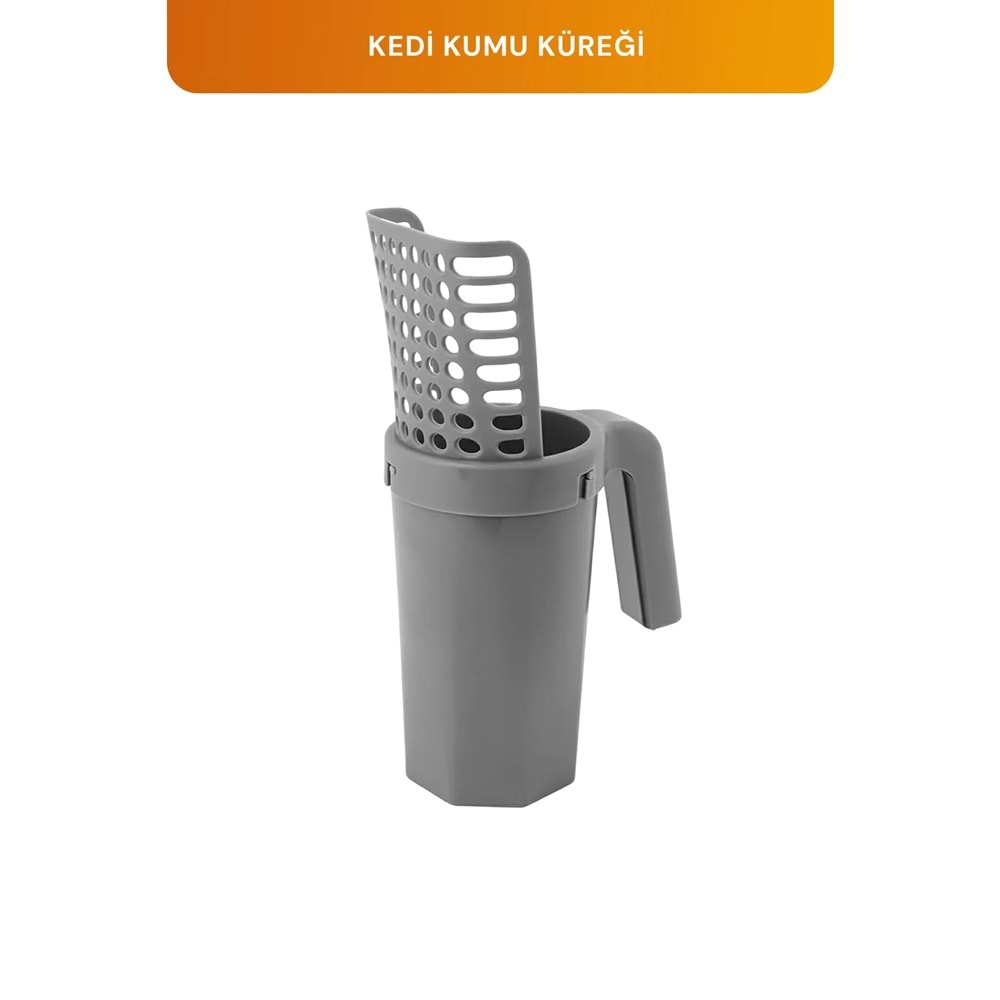 GOBYPET Yeni Nesil Kedi Kumu Küreği Gri