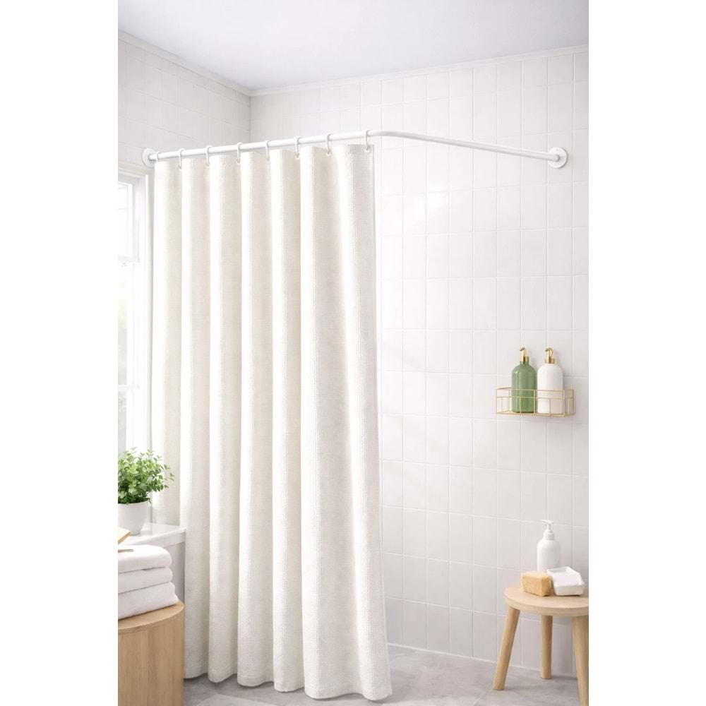 ome - Beyaz Köşeli (L) ve (U) Şeklinde Banyo Duş Borusu (80*80*80 cm)