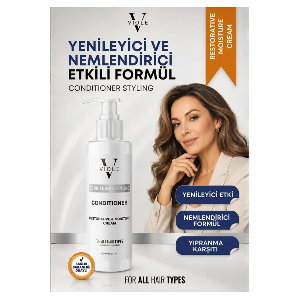 VIOLE BEAUTIES Saç Bakım Kremi Organik Sülftasız Dökülme Karşıtı Besleyici Güçlendirici Koruyucu Bakım Kremi 400ml