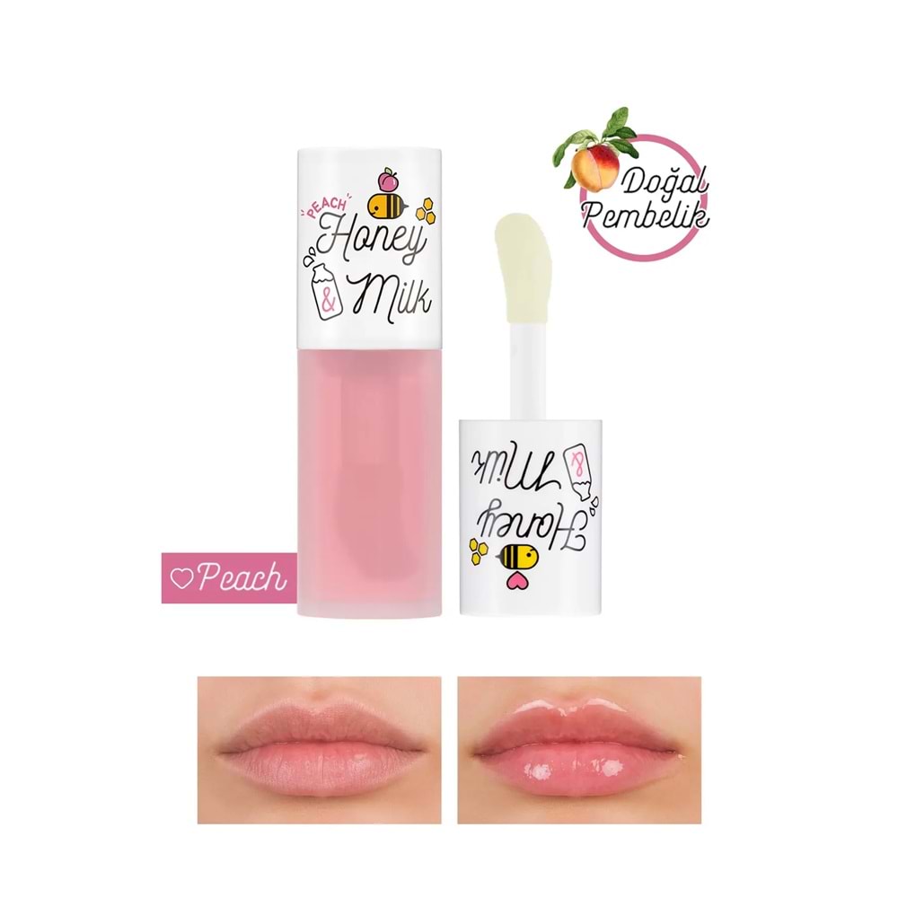 Missha Bal ve Süt Özlü Besleyici Şeftali Aromalı Dudak Bakım Yağı A'PIEU Honey&Milk Lip Oil Light (Peach)