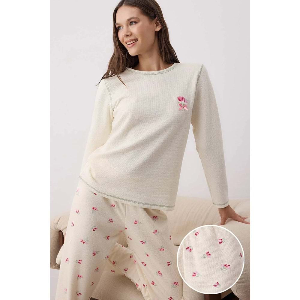 Trendyolmilla Yumuşak Kışlık Waffle Örme Pijama Takımı