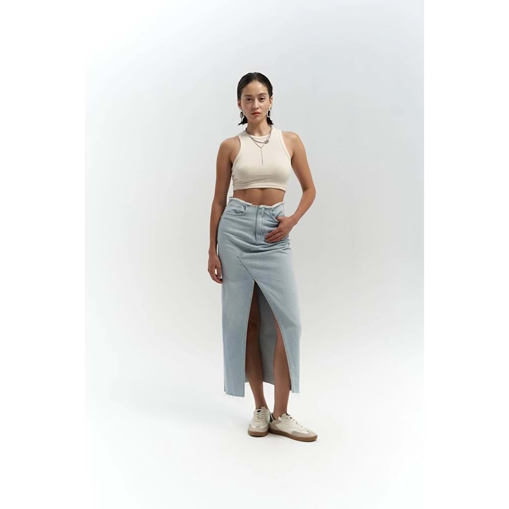 Mai Collection Arket Bel Detay Mavi Jean Etek
