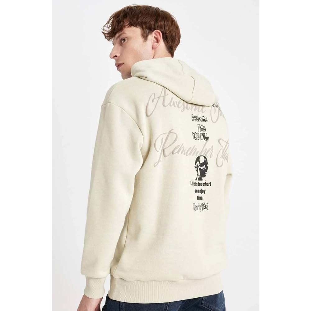 Boxy Fit Kapüşonlu Sırt Baskılı Sweatshirt