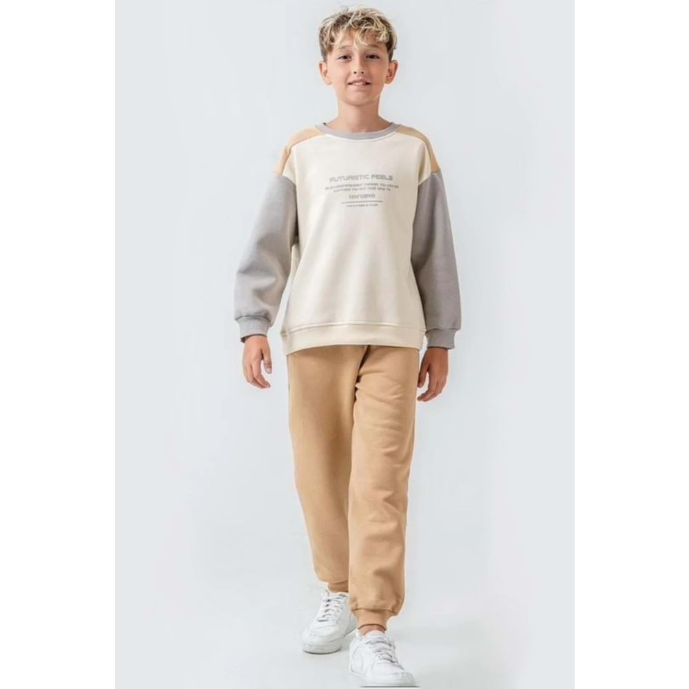 Erkek Çocuk Futurıstıc Feels Baskılı 3 İplik Kalın Kışlık Eşofman Takımı