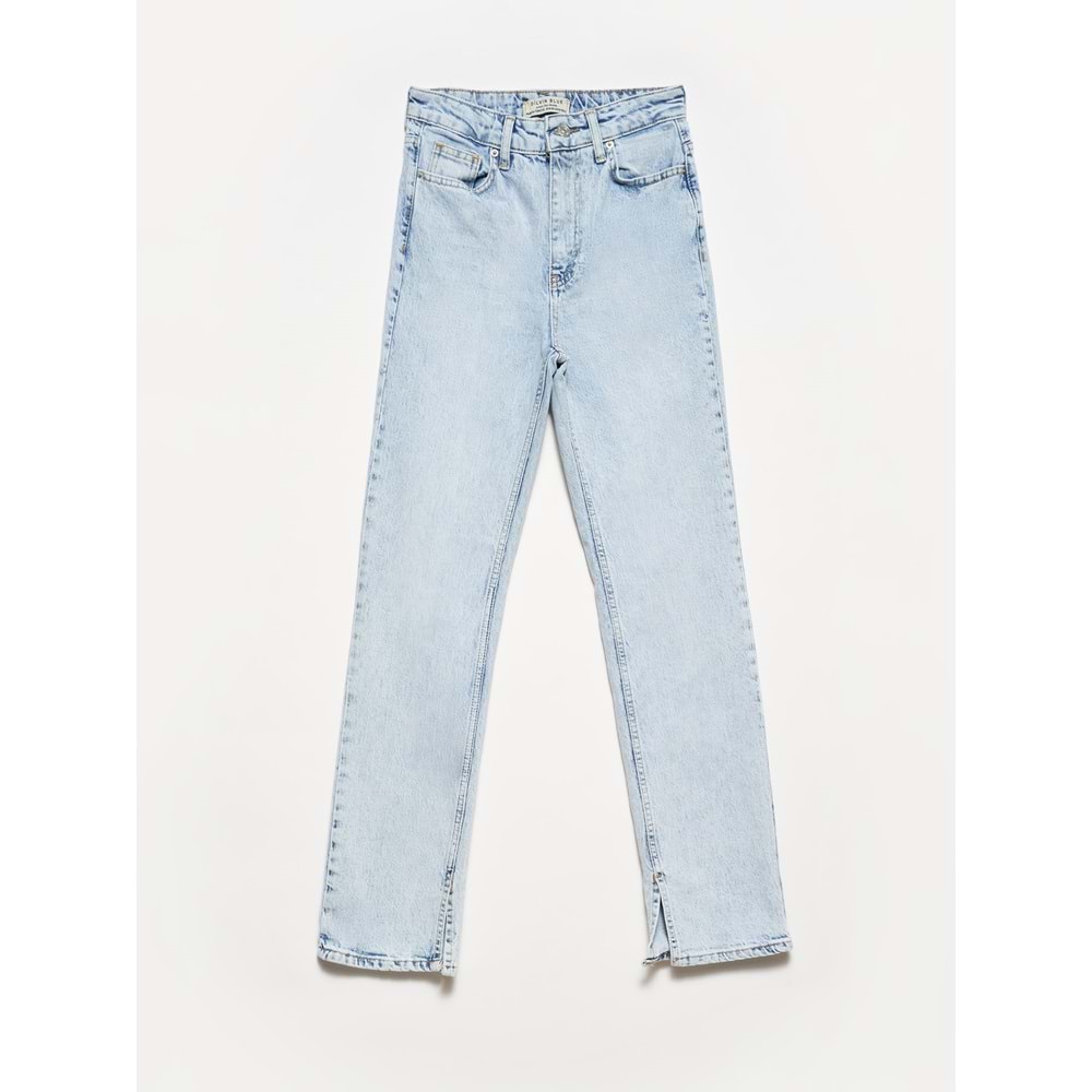 Comfort Likra Yırtmaçlı Pantolon-Buz Mavi