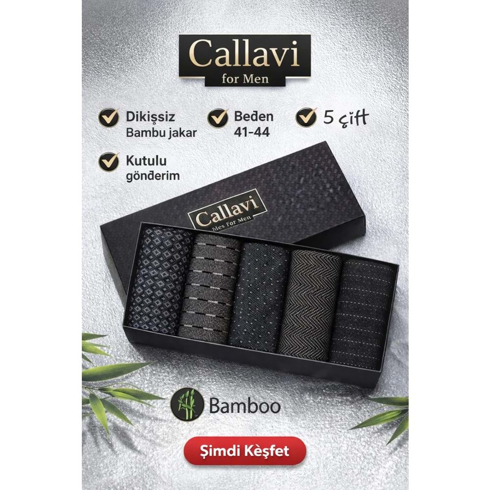 CALLAVI Dikişsiz Bambu Jakarlı Erkek Kutulu 6 Çift