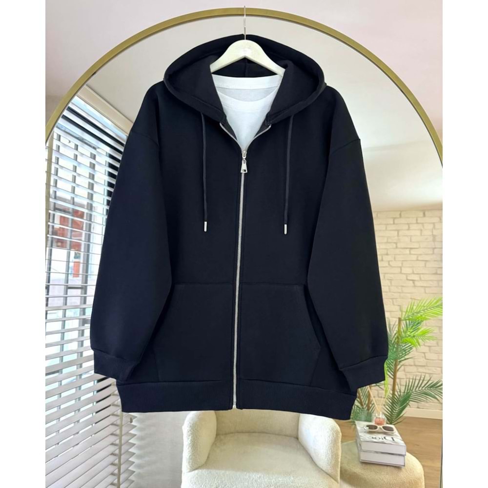 Oversize Fermuarlı Hırka
