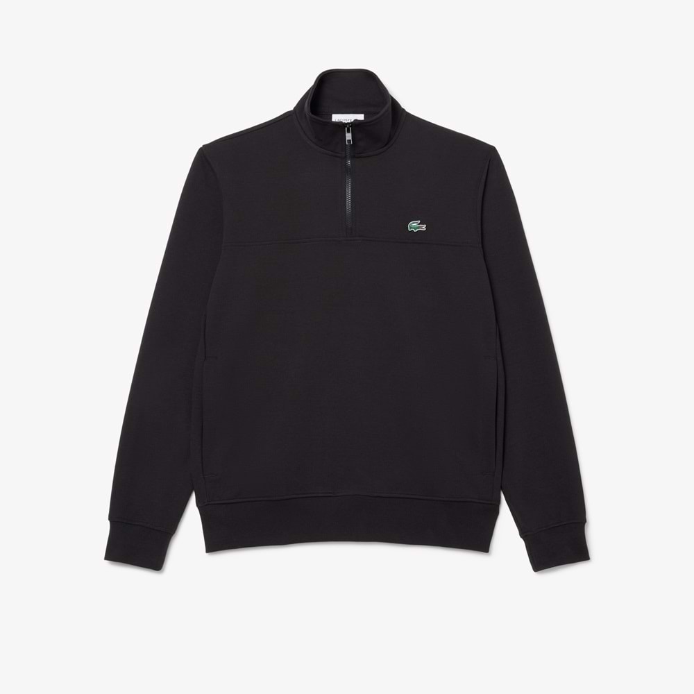 LACOSTE Erkek Classic Fit Yarım Fermuarlı Siyah Sweatshirt