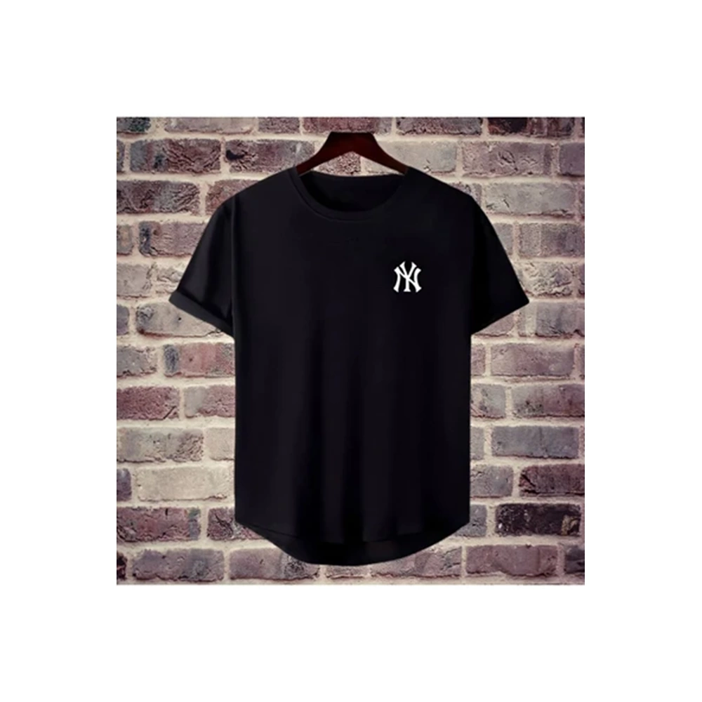 NY Baskılı Original Ünisex Yazlık T-shirt Siyah