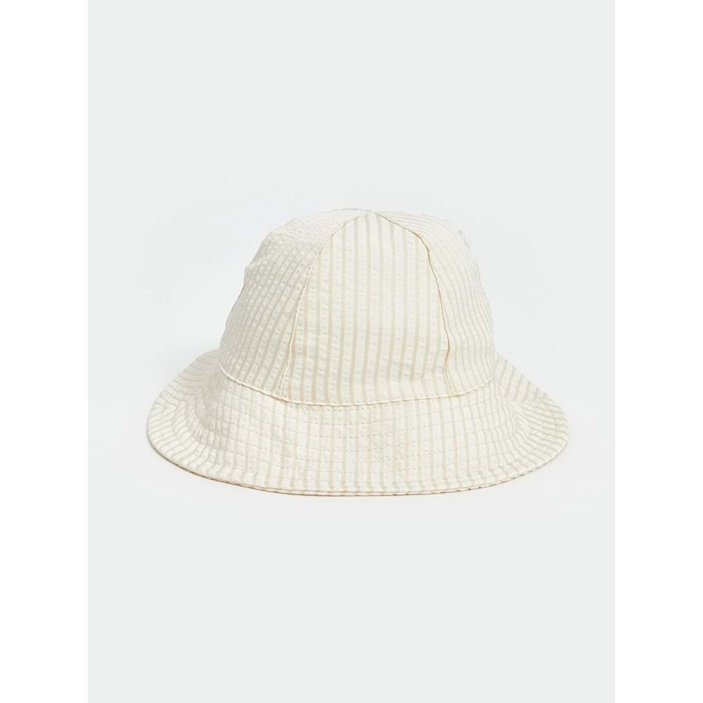 LCW baby Bej Kız Bebek Çizgili Bucket Şapka