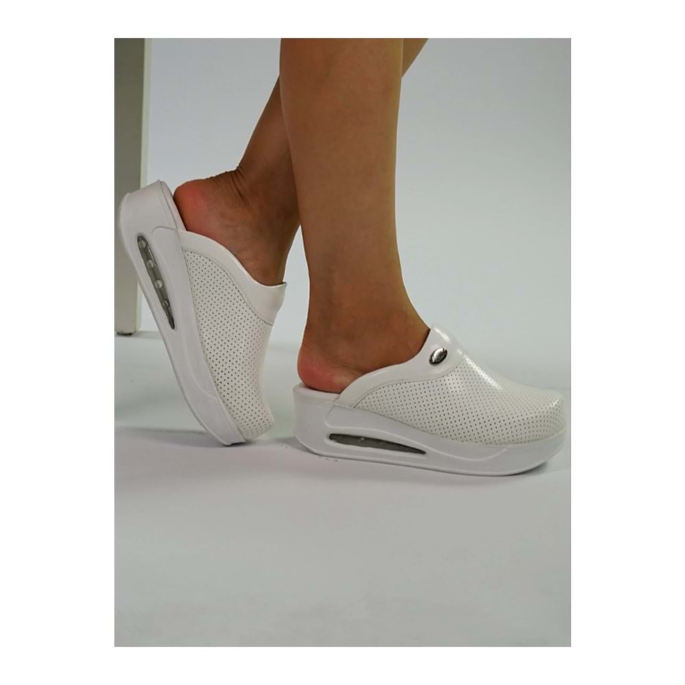 Beyaz Deri , Beyaz Airmax Taban Ortopedik, Doktor, Hemşire, Aşçı, Dişçi Sabo Terlik
