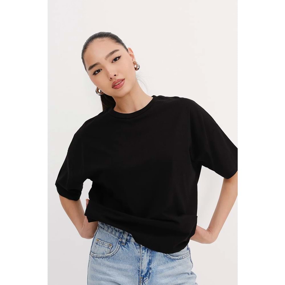 Addax Bisiklet Yaka Basic T-shirt