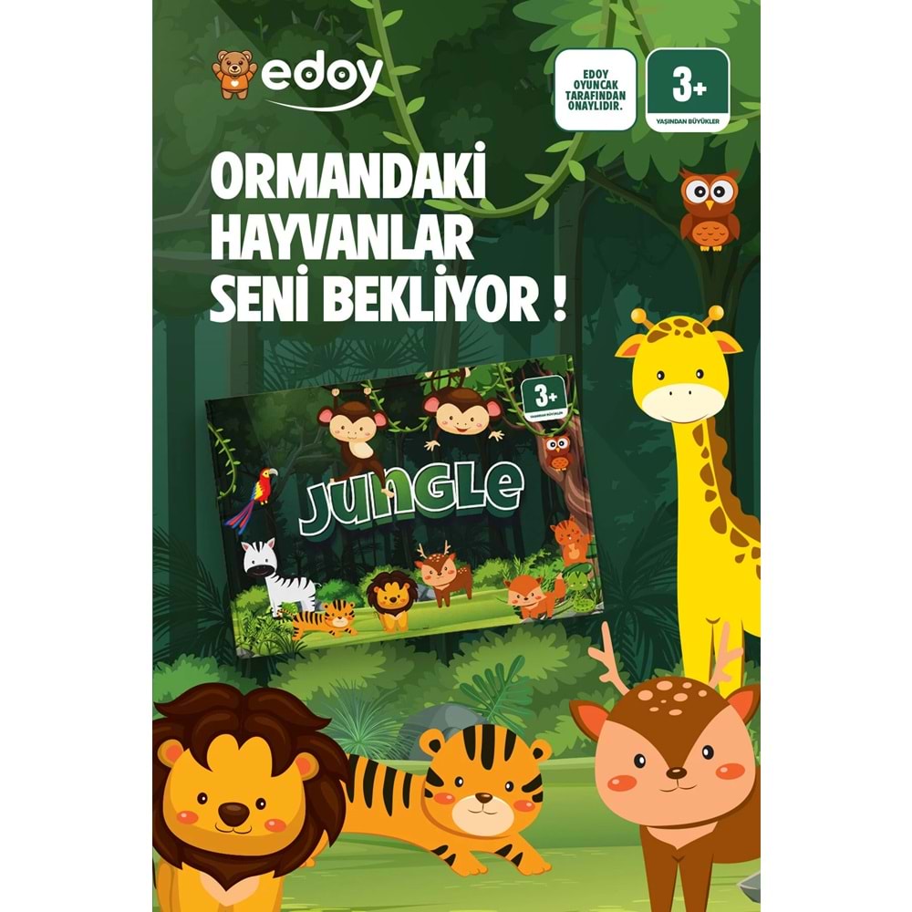 edoy Jungle Orman Hayvanları Keşfi 16 Küp 48 Kart ile Hayvanları Bul