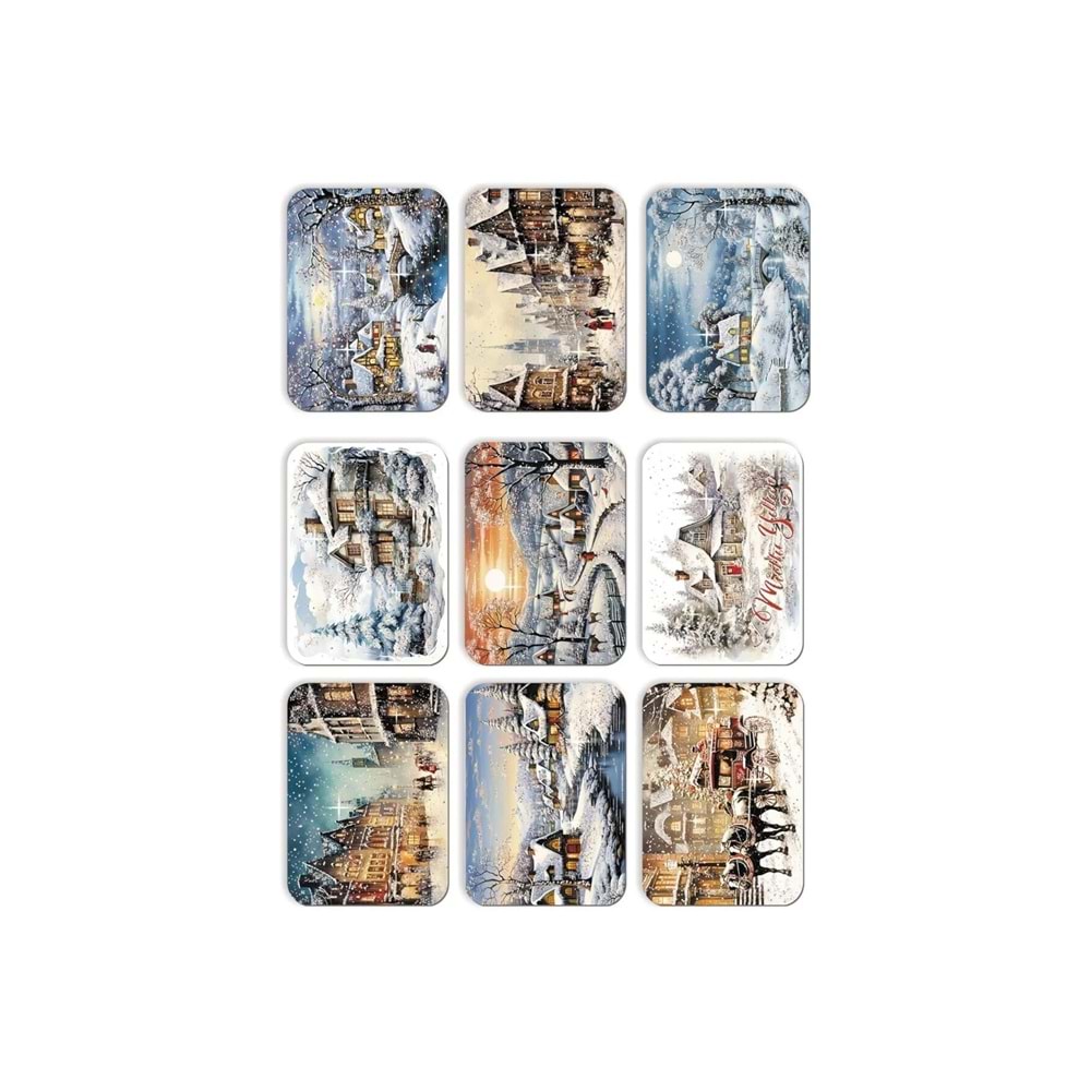 9 lu Simli Yılbaşı Kartpostal Seti