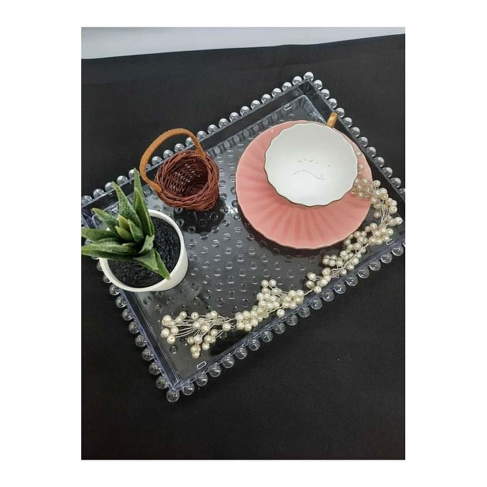 SUNUM TEPSİ BONCUK DİKDÖRTGEN