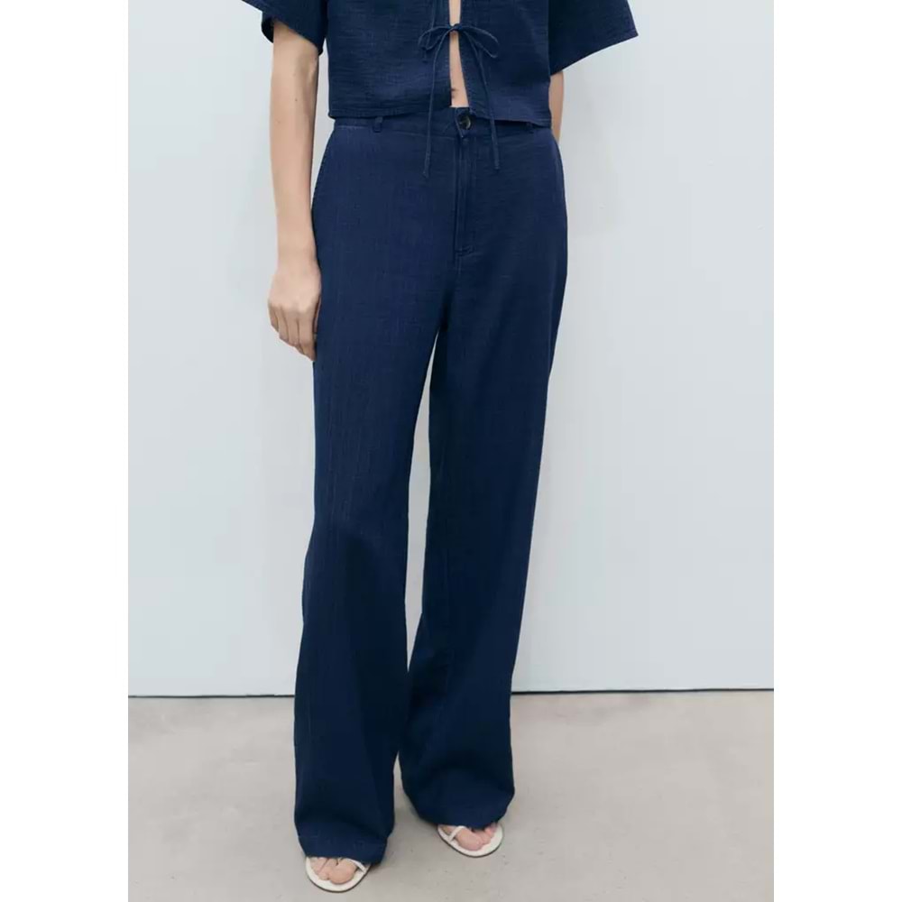 Mango Yüksek bel akışkan denim pantolon