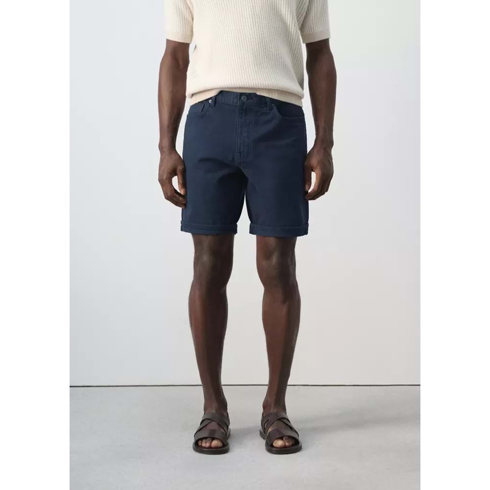 Slim fit kot bermuda şort
