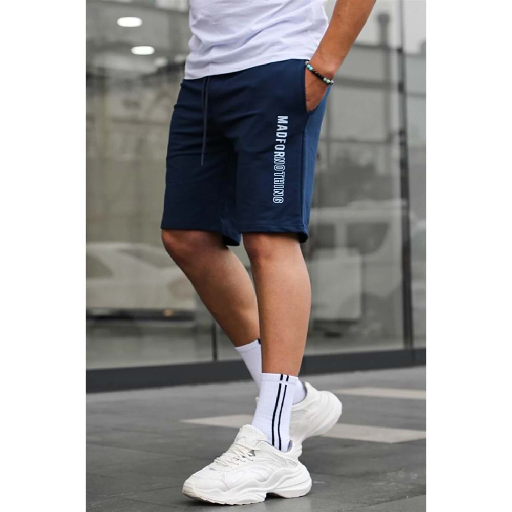 Madmext Indigo Erkek Baskılı Kapri Şort