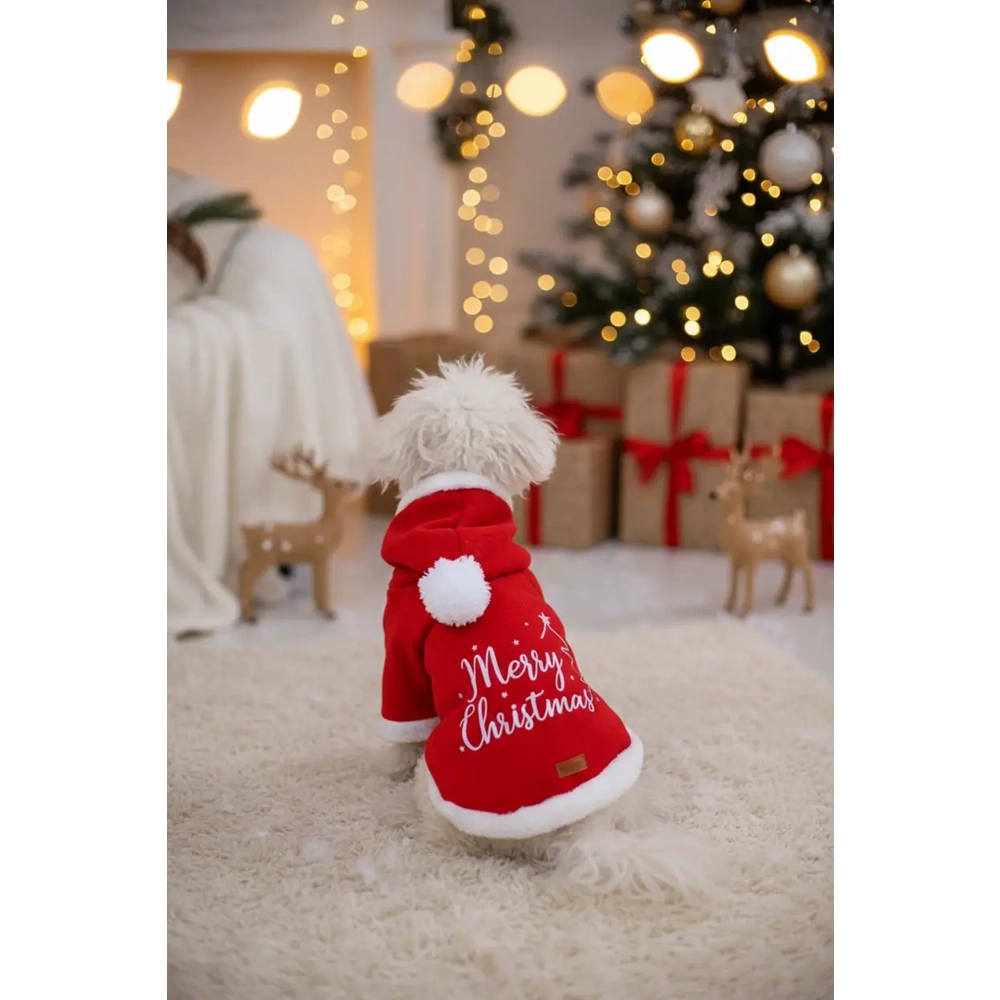Monopetz Kedi ve Köpek Kıyafeti & Elbisesi - Merry Christmas Noel Uzun Ponponlu Kostüm
