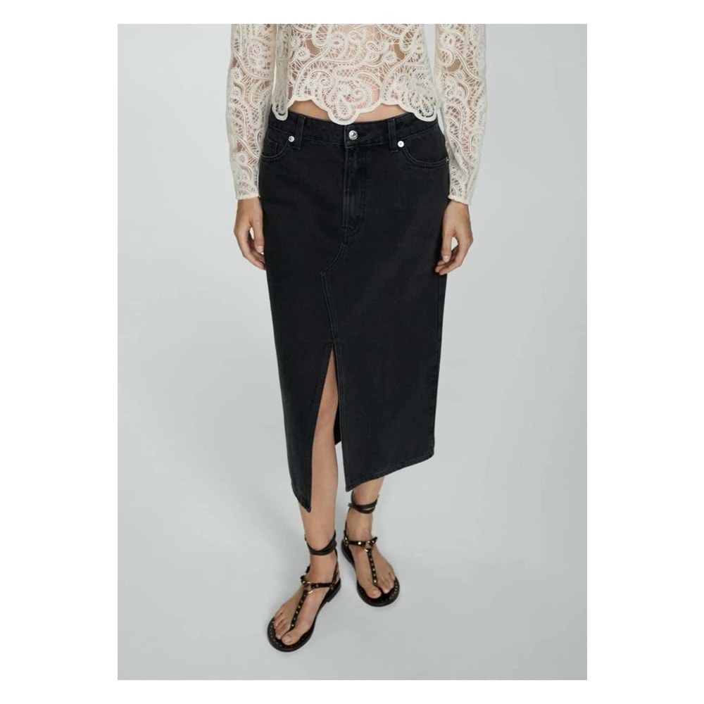 MANGO Midi denim etek