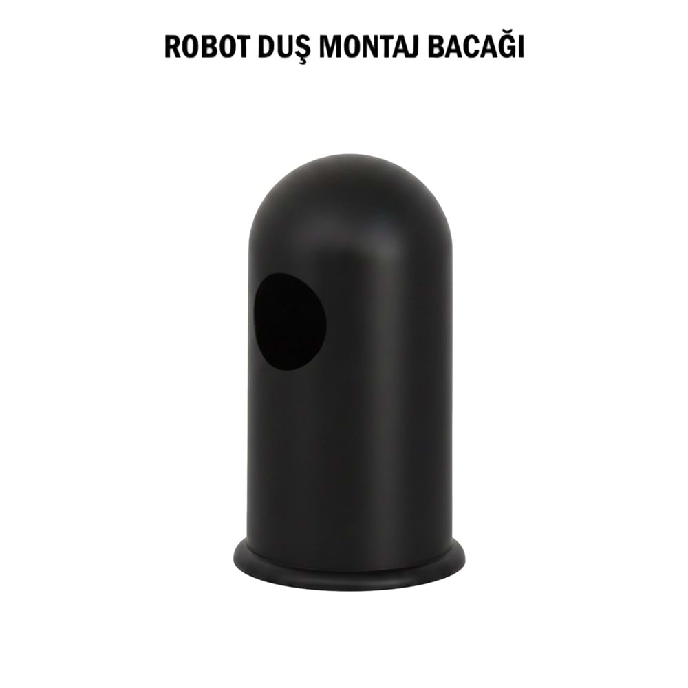 Siyah Tepe Yağmurlama Duş Seti Robotu Duvara Montaj Aparatı