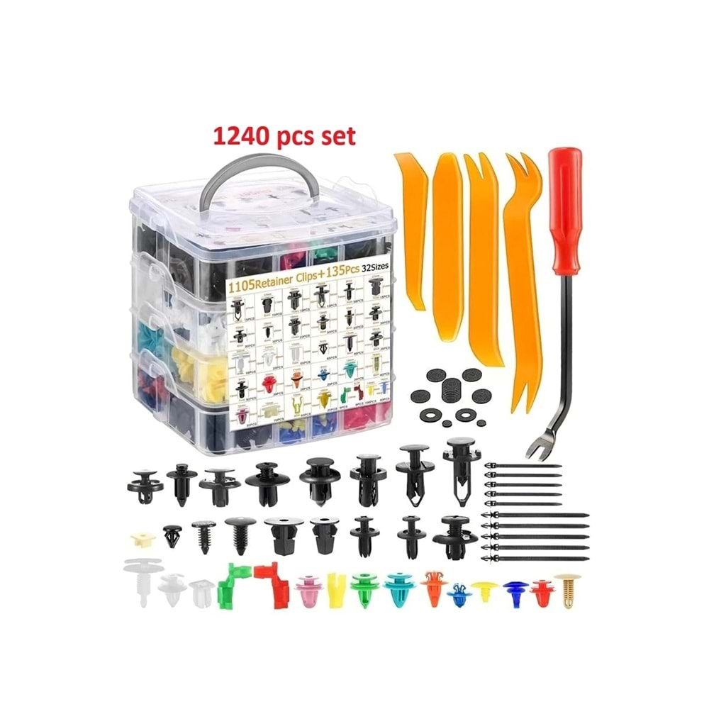1240 pcs oto Trim klips seti