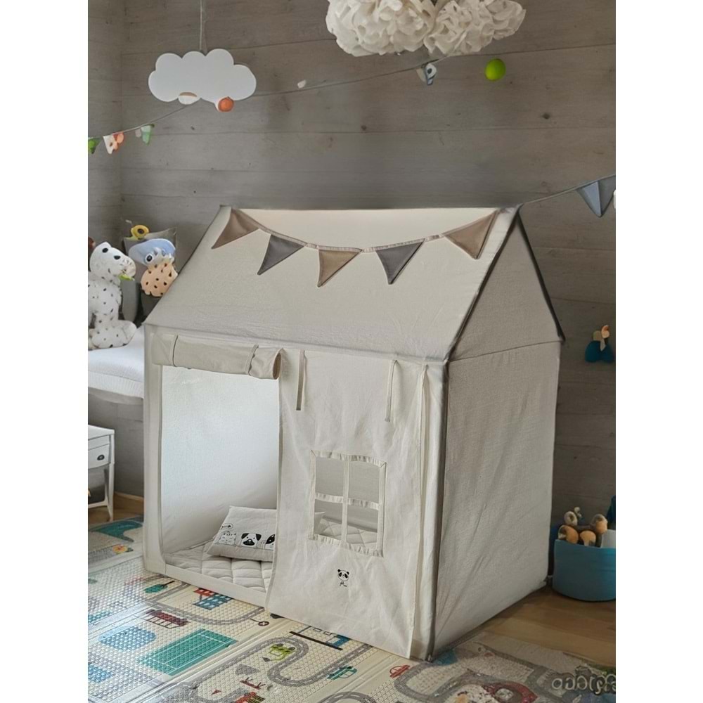 yhh kids Işıklı Oyun Evi Çocuk Oyun Çadırı Minder ve Yastıklı Bej