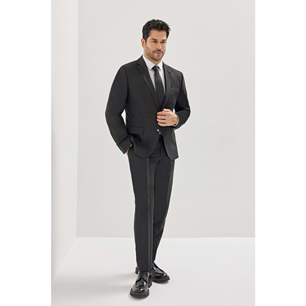 Altınyıldız Classics Slim Fit Dar Kesim Mono Yaka Siyah Takım Elbise