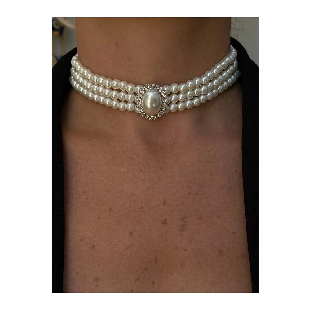 Taşlı İncili Wilma Choker Kolye
