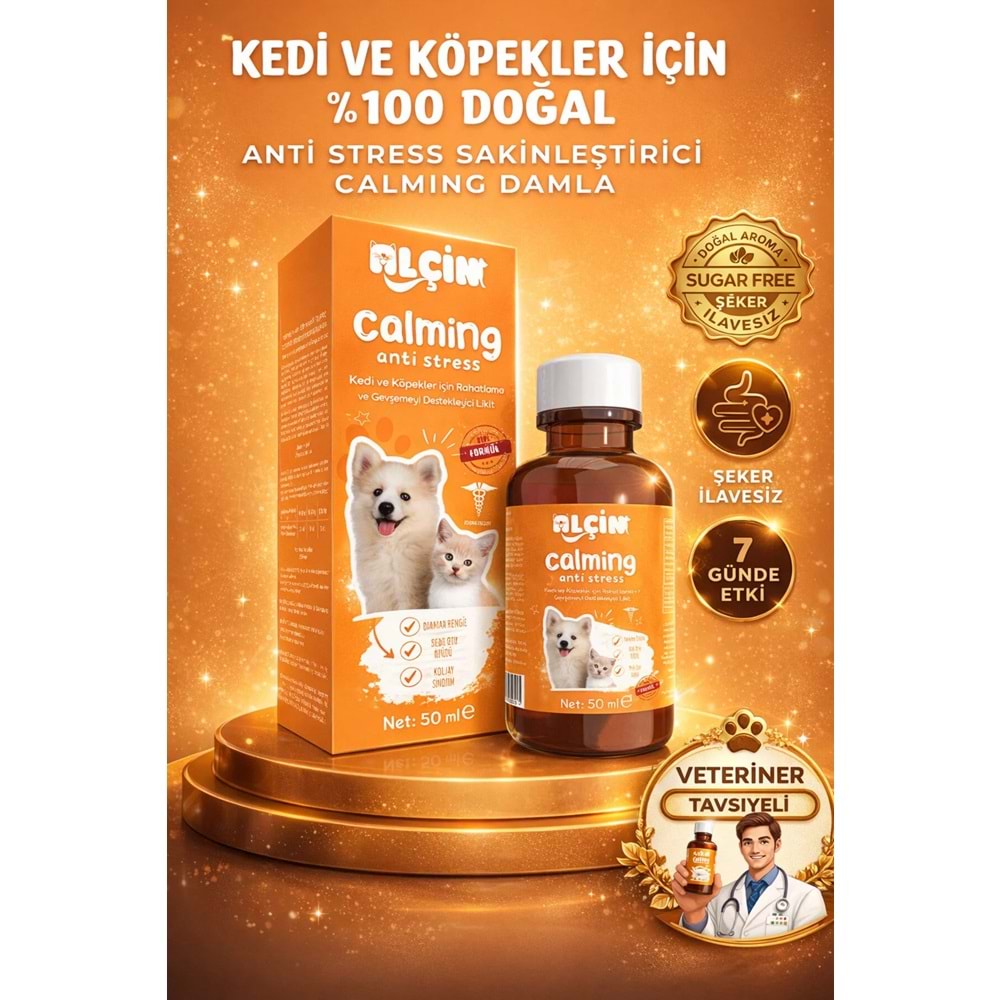 ALÇİN Calming Anti Stress Kedi ve Köpekler için Sıvı Sakinleştirici Damla 50 Ml