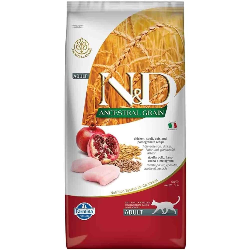 N&D Ancestral Grain Adult Tavuklu Ve Narlı Yetişkin Kedi Maması 5 Kg