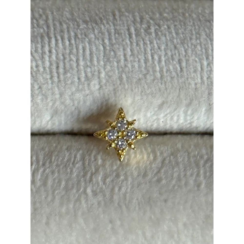 Gold Rengi 925 Ayar Gümüş Piercing